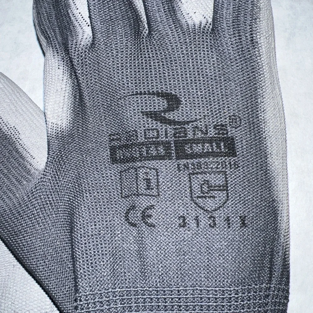 Radians RWG14S 13 Gauge Gray Polyester Shell PU Palm Coated Gloves, S 5 Pair lot